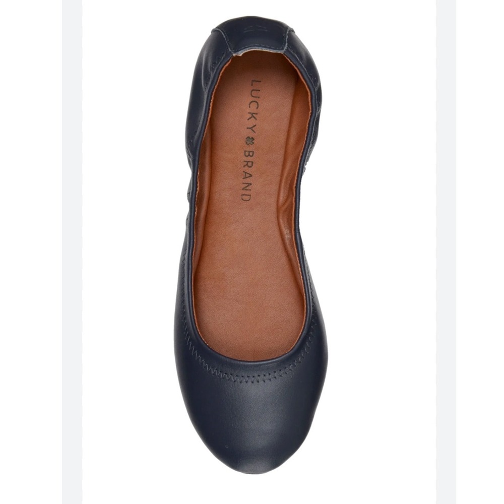 Lucky Brand Emmie Navy Blue Leather‎ Ballet Flats Womens 7M